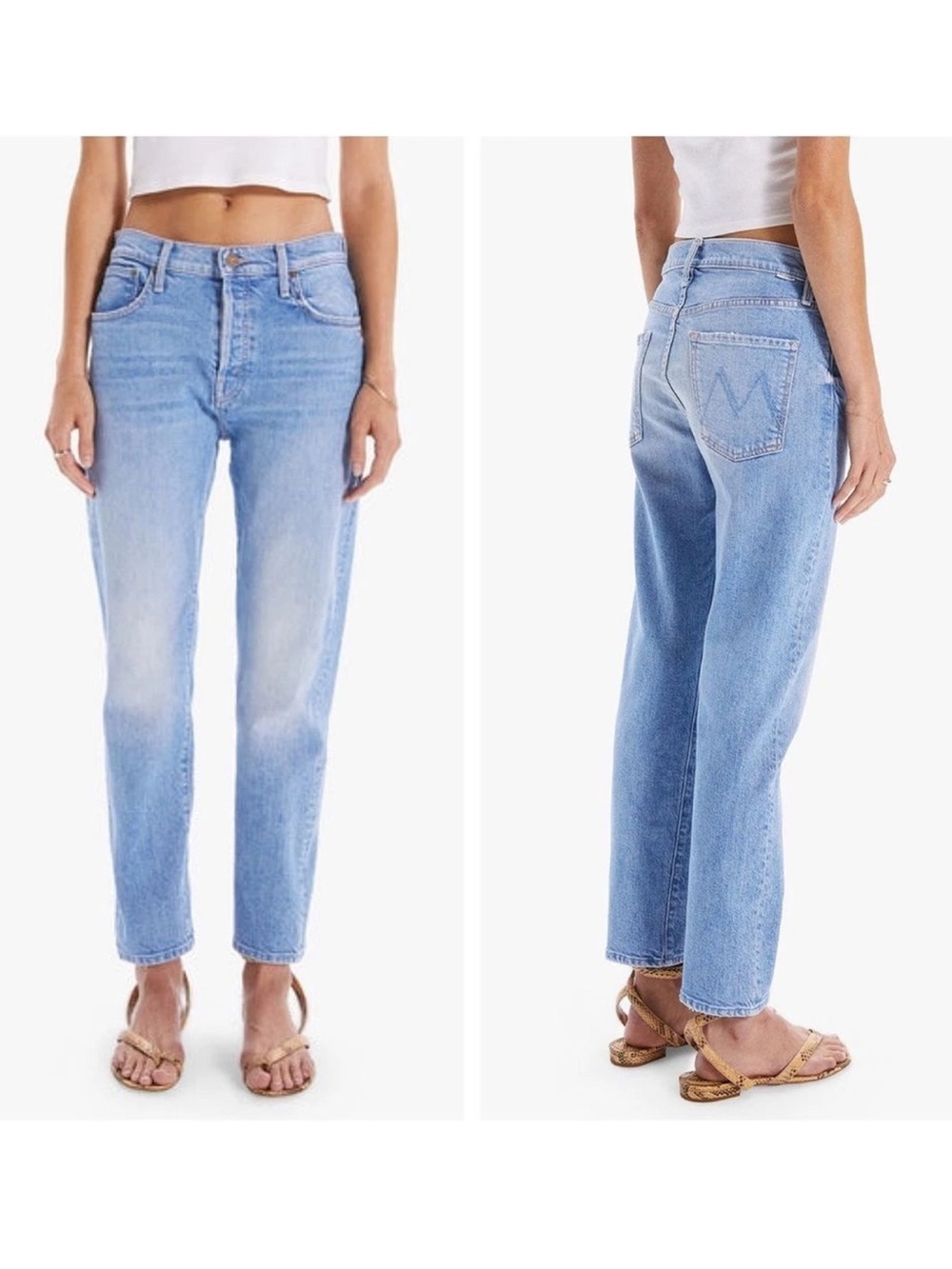 MOTHER Light Blue High-Rise Straight Leg Jeans